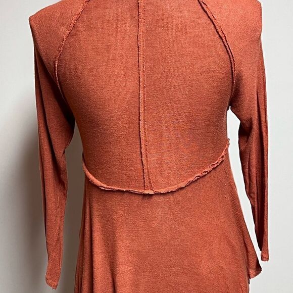 Free People Anthropologie Pumpkin Assymetrical Raw Edge Tunic Top Womens Sz S - Picture 5 of 8